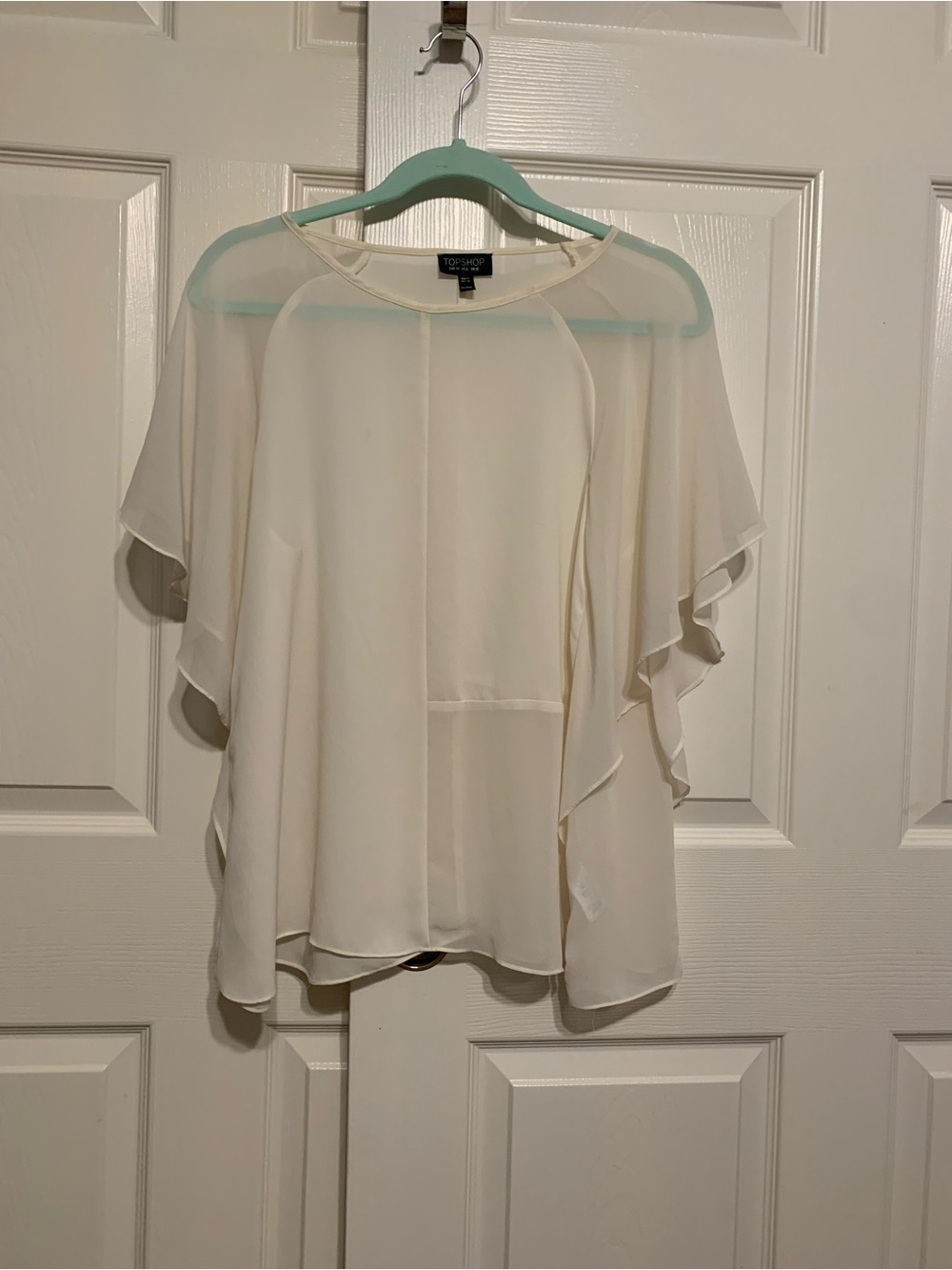 Topshop Ivory Cream Panel Blouse Sz 6